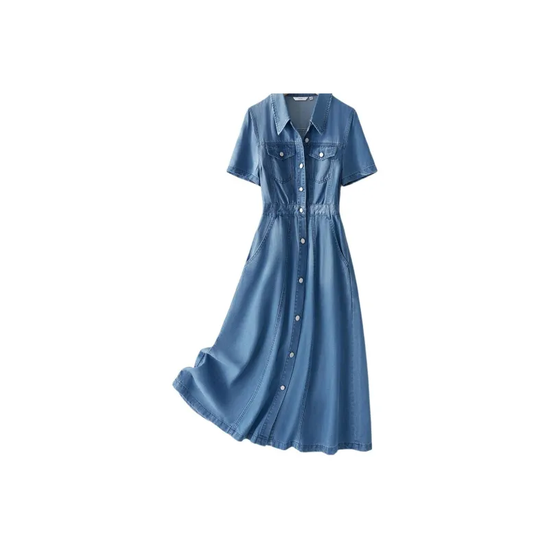 IHIMI Short Sleeved Dress Women's Blue-1
