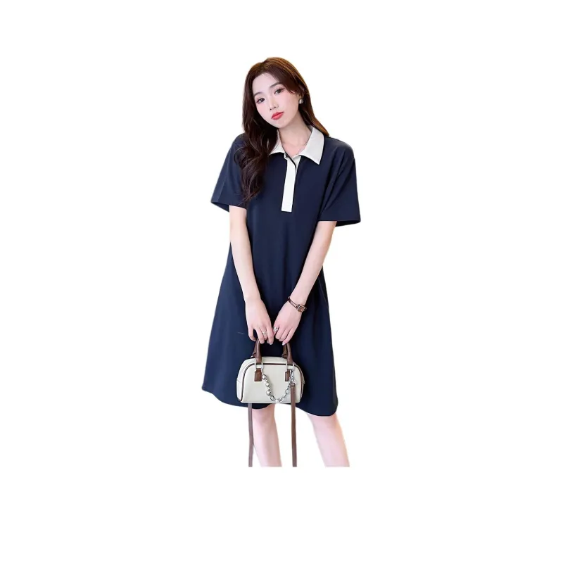 Tonlion Short Sleeved Dresses Women's Navy Blue-0