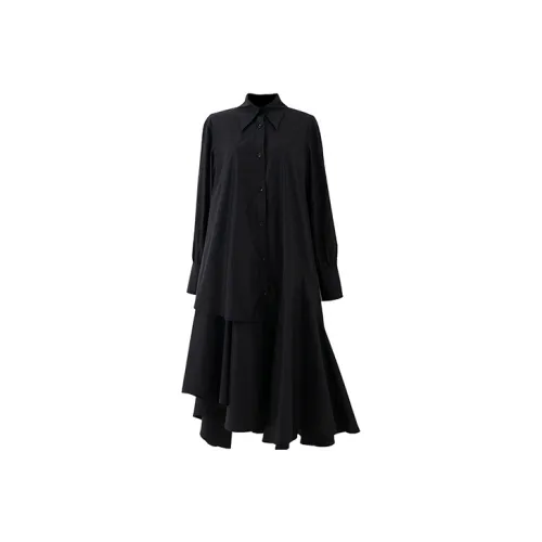 SOON FLOWER Long Sleeved Dresses Women's Black