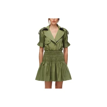 Self-portrait Short-Sleeved Dresses Women's Khaki Green