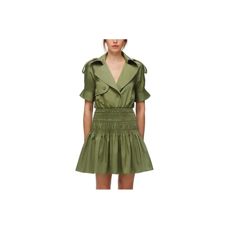 Self-portrait Short-Sleeved Dresses Women's Khaki Green-0