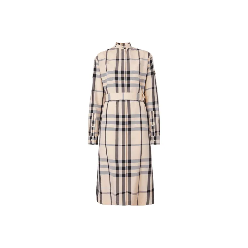 Burberry Long-Sleeved Dresses Women's Beige-0