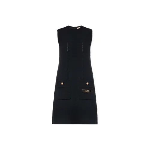 GUCCI Embroidered logo Wool Dress