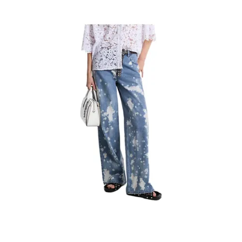 MICHAEL KORS Hand-Splattered Bleach Denim Wide-Leg Jean