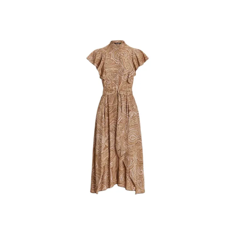 Polo Ralph Lauren SS24 Short Sleeved Dress Women's Brown Yellow-0