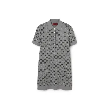 GUCCI Monogrammed Intarsia Polo Dress