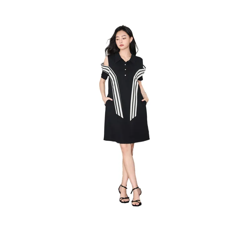 SMEN Short Sleeved Dresses Women's Black-0