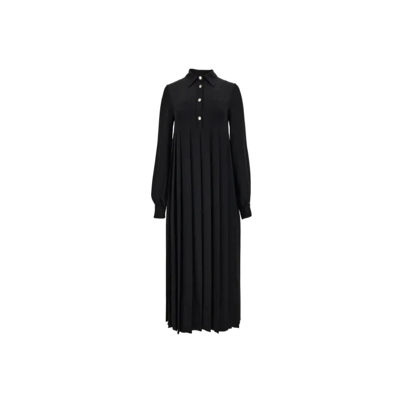 Ferragamo Pleated-skirt Silk Shirt Dress-0