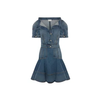Alexander McQueen Short-Sleeved Dresses Women's Blue