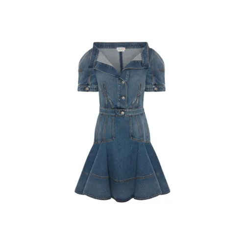 Alexander McQueen Short Sleeved Dresses Women's Blue