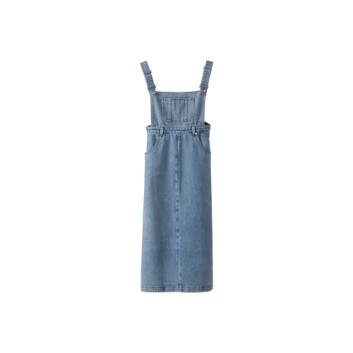 Fstudio Denim Bib & Brace Long Skirt Women's Blue