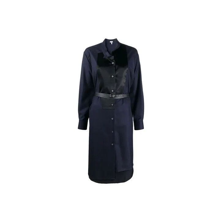 LOEWE Asym Shirtdress Leather Belt 'Navy Blue'-0
