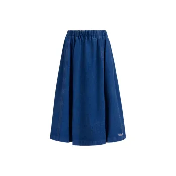 MARNI Logo-patch Denim Skirt