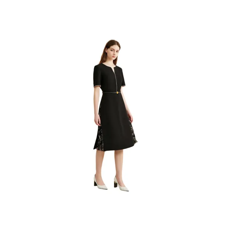 Yiner Short Sleeved Dresses Women's Black-0