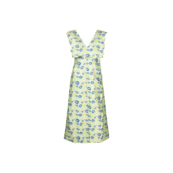 GANNI Jacquard-pattern V-neck Dress