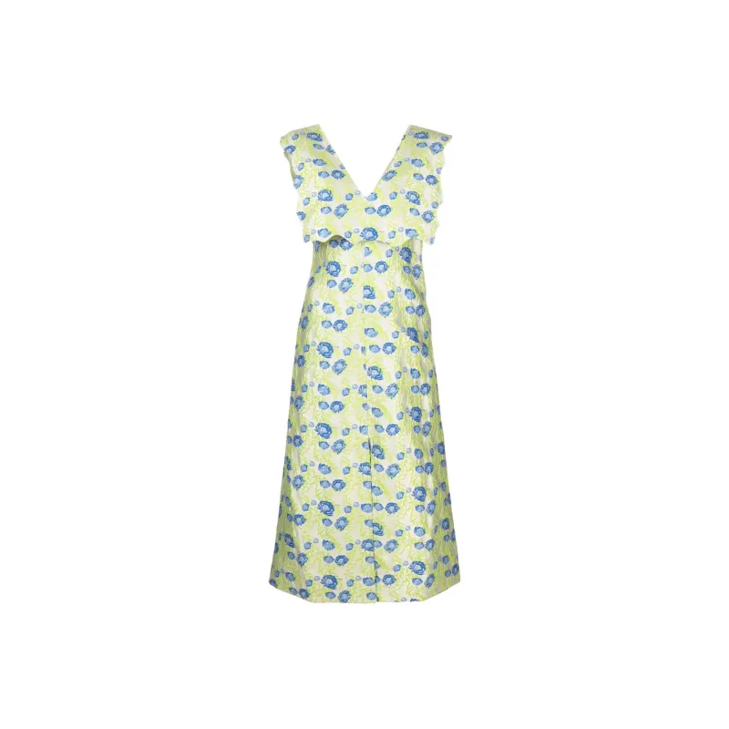 GANNI Jacquard-pattern V-neck Dress-0
