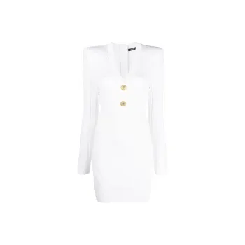 BALMAIN Long Sleeved Dresses Women's White