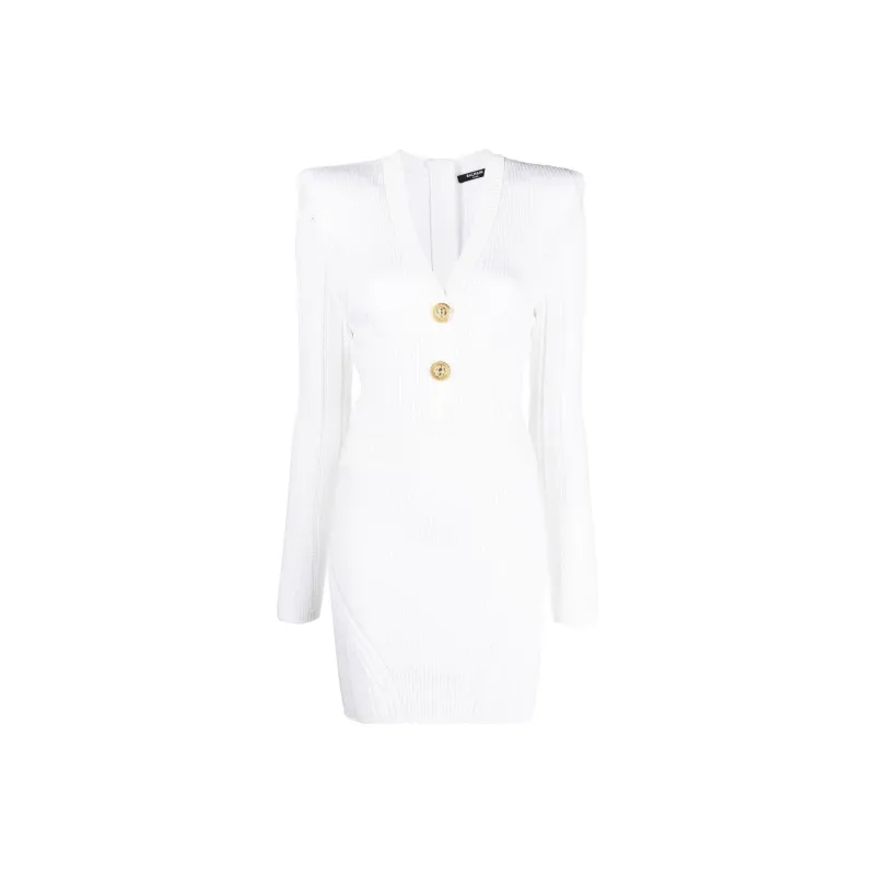 BALMAIN Long Sleeved Dresses Women's White-0