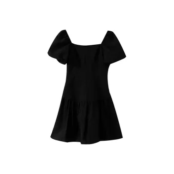 YUMOMO STAR Short Sleeved Dresses Women's Black Jacquard