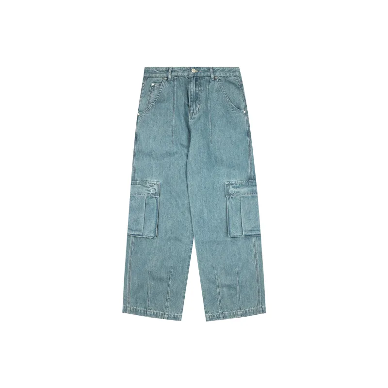 BLUELANDINC Cargo Pants Moderate Jeans Women's Light Blue-0
