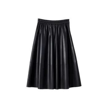 XIANGYING Leather Long Skirts Women's Black