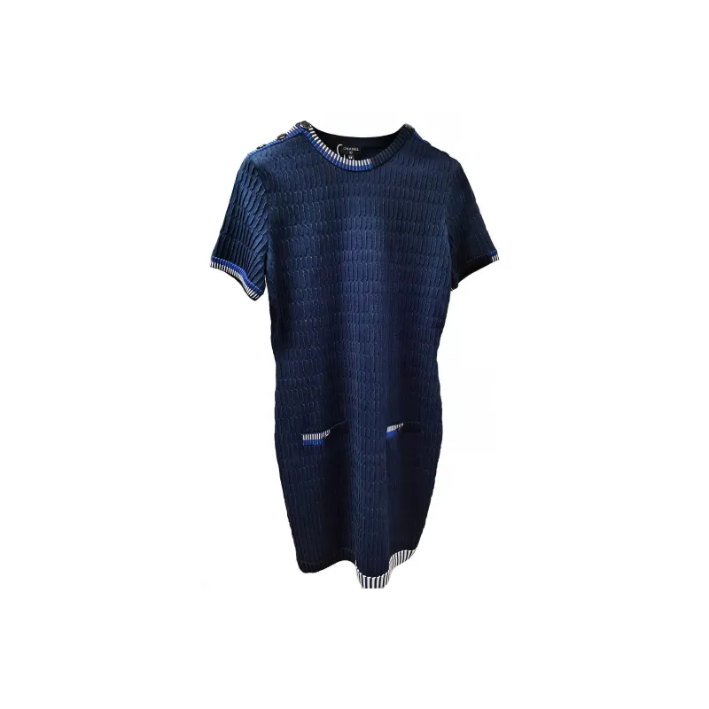 CHANEL Short Sleeved Dresses Women's Blue-0