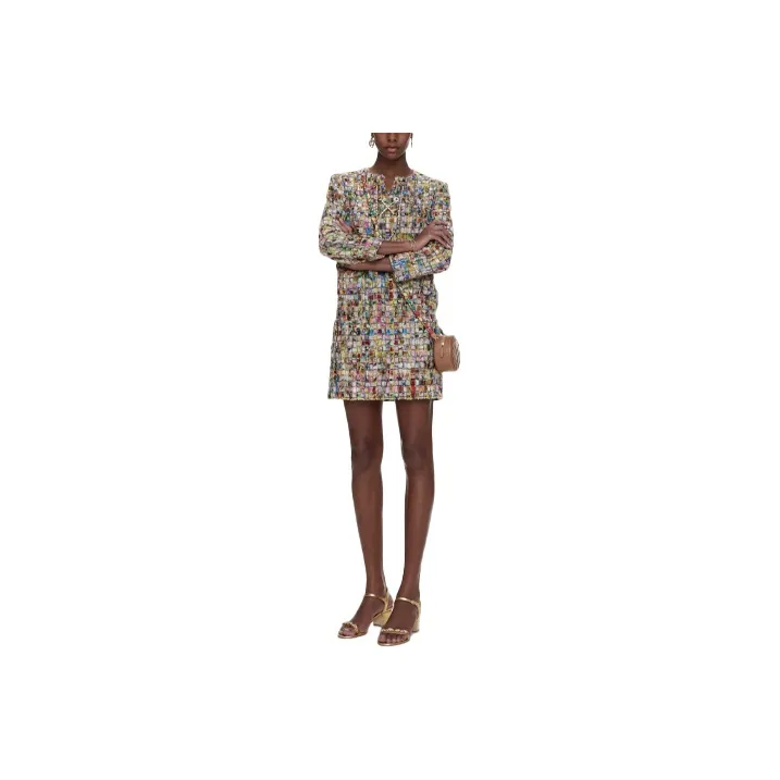 CHANEL Long Sleeved Dresses Women's Multicolor-0