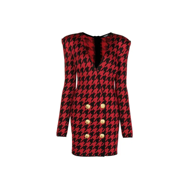 BALMAIN Long-Sleeved Dresses Women's Red-0