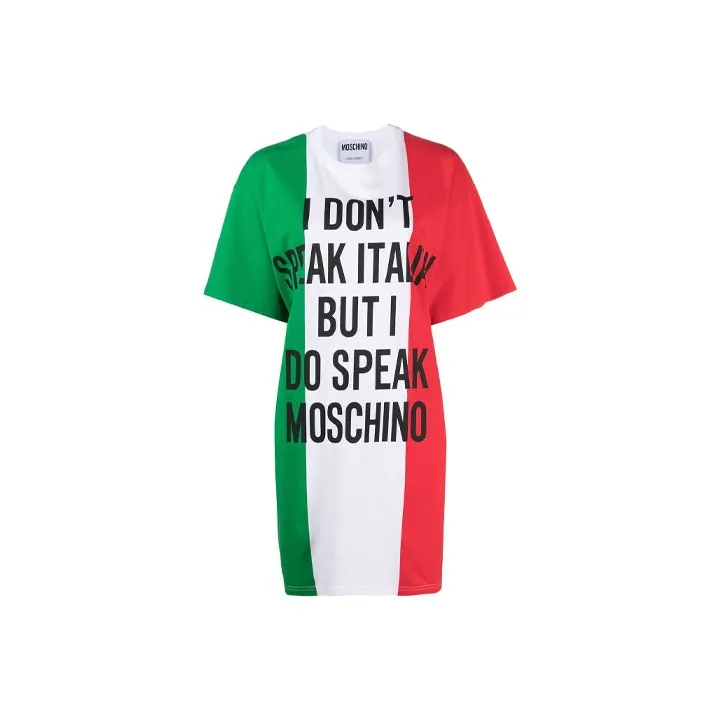 MOSCHINO Italian Slogan Print T-Shirt Dress-0
