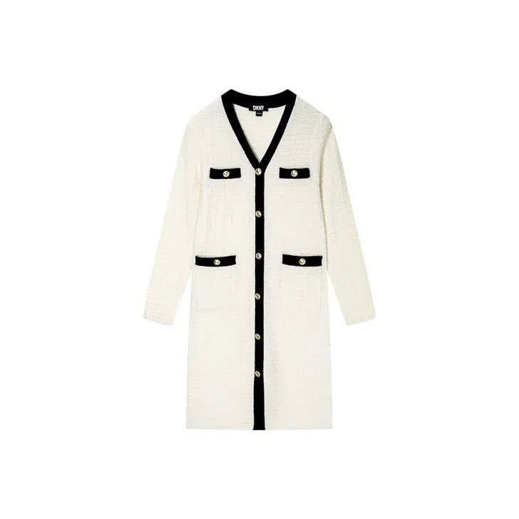 DKNY Long-Sleeved Dresses Women's Black/White-0