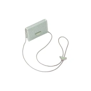 PRADA Fabric With Leather Card Holder Regular Women's Aqua Green