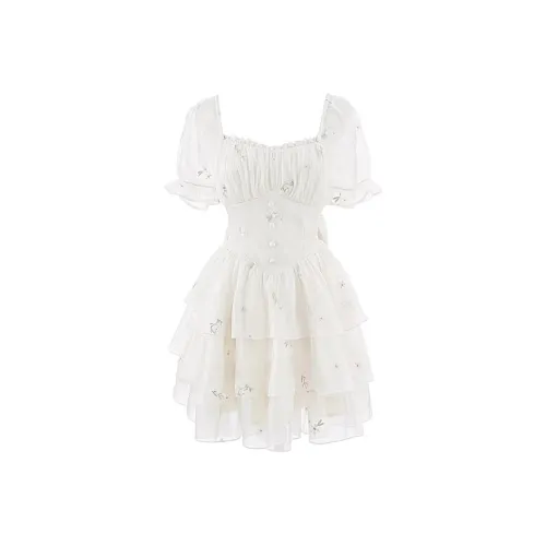 Incolore Short Sleeved Dresses Women's White