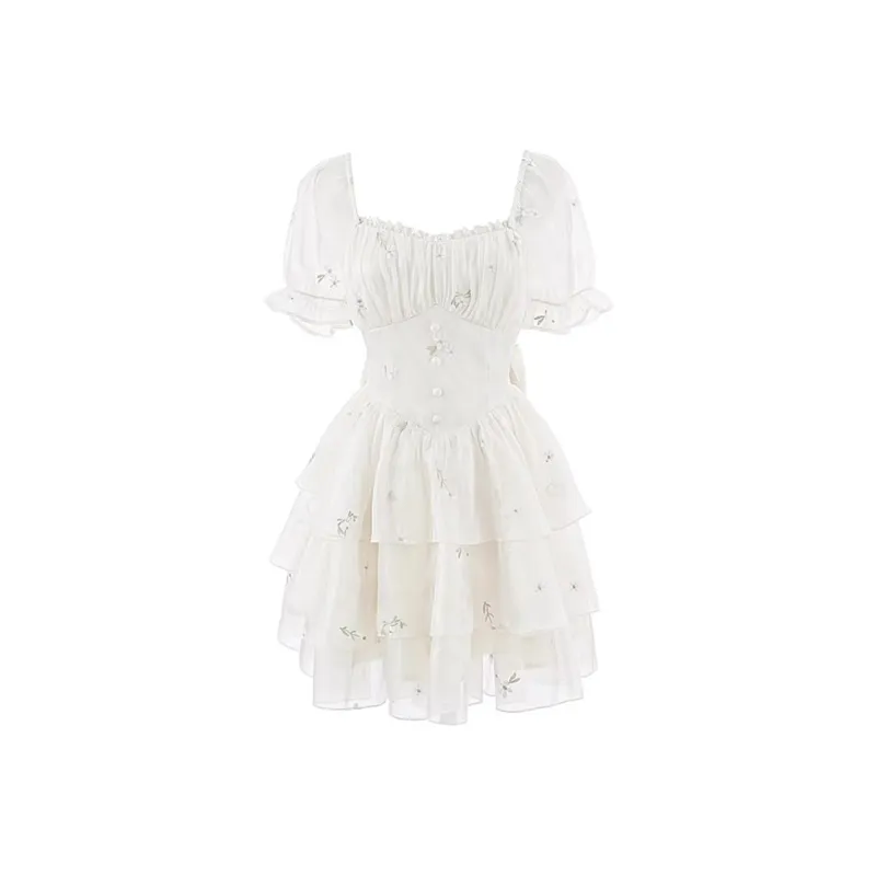 Incolore Short Sleeved Dresses Women's White-0