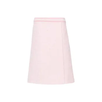 MIU MIU Knitted Fabric A Line Midi Dress Women's Petal Pink