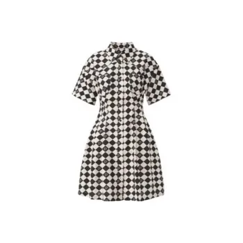 PEACEBIRD MEN PEACEBIRD MEN/PEACEBIRD MENs X Pinocchio Co branded Series Short Sleeved Dresses Women's Unisex Plaid