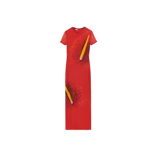 LOEWE Short Sleeved Dresses Women's Red