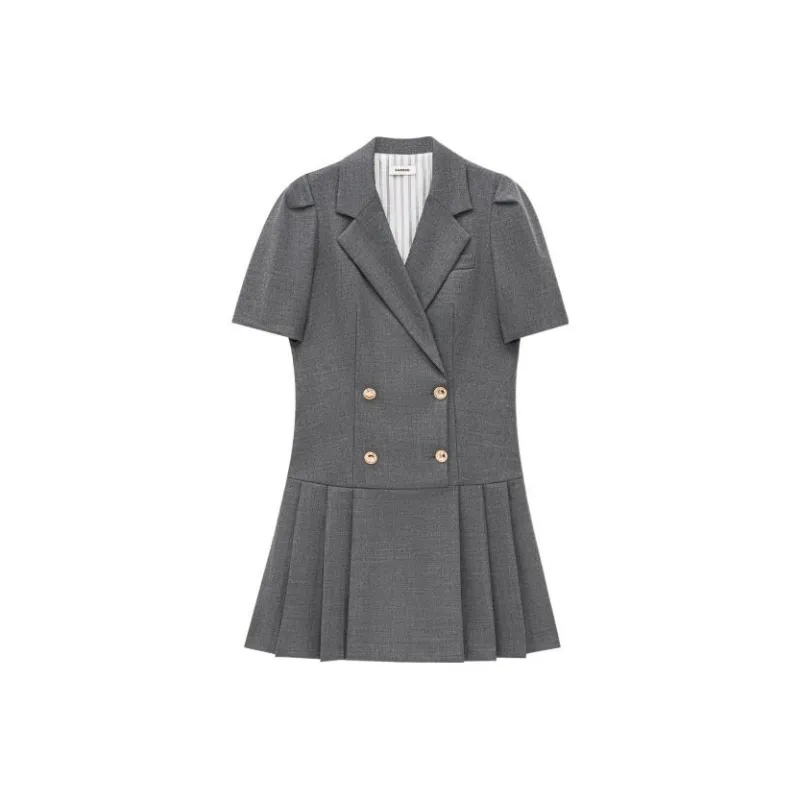 Sandro Short Sleeved Dresses Women's Medium Gray-0