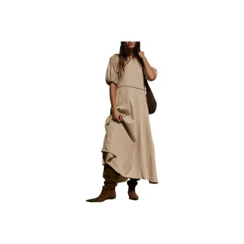 FREE PEOPLE Brentwood Maxi Short-Sleeved Dresses Women's Ceramic Stone/Ceramic Stone Color