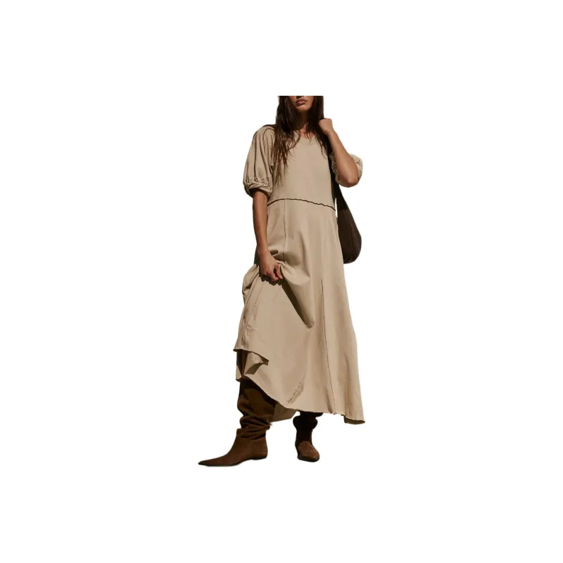 FREE PEOPLE Brentwood Maxi Short-Sleeved Dresses Women's Ceramic Stone/Ceramic Stone Color-0