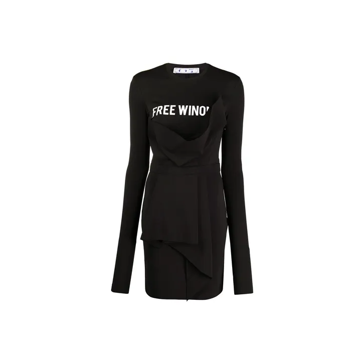 OFF-WHITE FW21 Long-Sleeved Dresses Women's Black-0