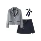 Clothing Set (Gray Suit+Navy Blue Skirt+Bow Tie)