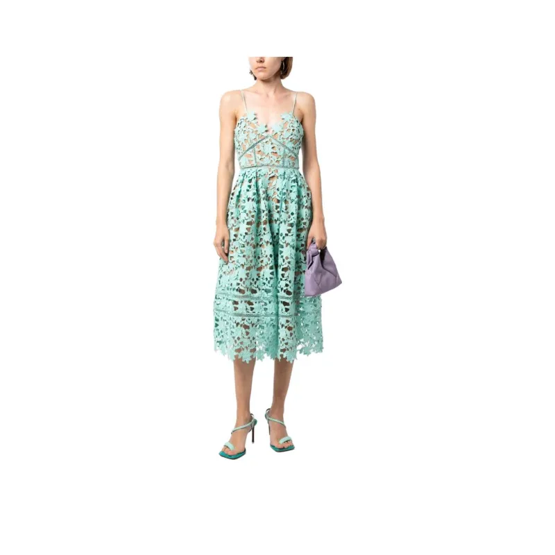 Self-portrait Aqua Azaelea Lace Midi Dress-0