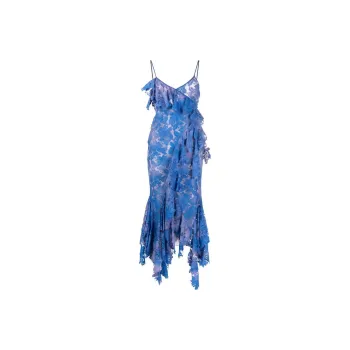 The Attico Lace Detailed Asymmetric Midi Dress