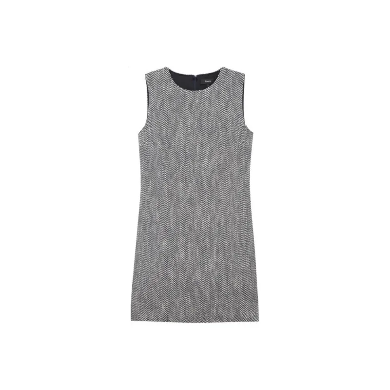 THEORY Sleeveless Dresses Women's Black White Stripes-0