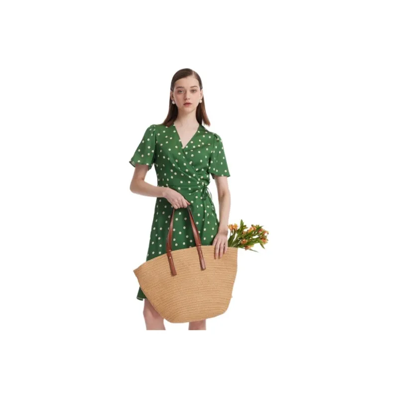 GOELIA Short Sleeved Dress Women's Green-0