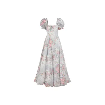 Selkie Collection SS24 Short-Sleeved Dresses Women's White Base Seasonal Flower Patchwork Print