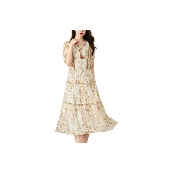 To The West Short Sleeved Dresses Women's Orange