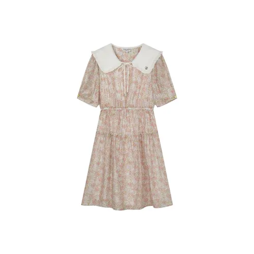 Teenie Weenie Short Sleeved Dresses Women's Color Blocking