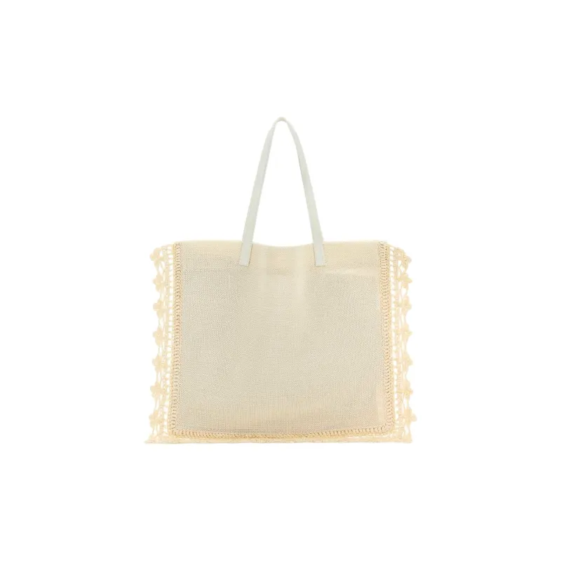 JW Anderson Nylon, Raffia Handbag Regular Women's Ecru-0