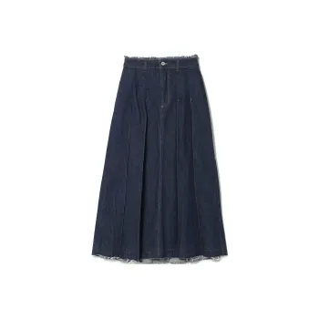 Beams HEART Denim Long Skirt Women's Marine Blue